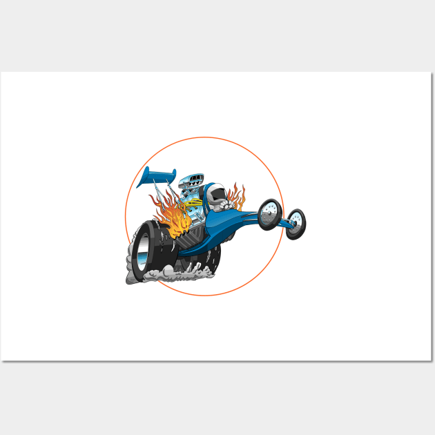 Funny Cartoon Dragster Car Wall Art by Wilcox PhotoArt